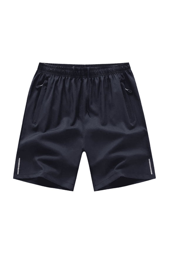Men's Quick-Dry Zipper Pockets Athletic Shorts, Navy, XLarge