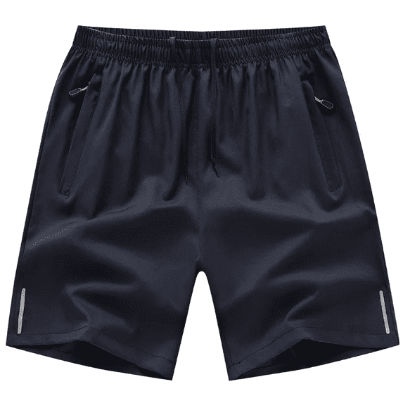 Men's Quick-Dry Zipper Pockets Athletic Shorts, Navy, XLarge
