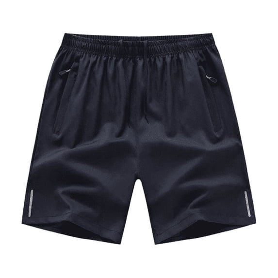 Men's Petite Fit Quick-Dry Zipper Pockets Athletic Shorts, Navy, XLarge