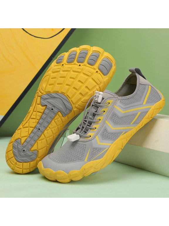Men's Quick Drying Water Shoes Outdoor Amphibious Sneakers for River Trekking Creek Stomping Beach Surfing Lightweight Anti-Slip Barefoot Aqua Shoes with Drainage System