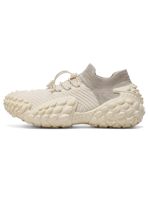 Men's Quick‑Lace Sock‑Knit Outdoor Sneakers, Studded Rugged Outsole Lightweight Breathable Footwear for Daily and Outdoor Activities