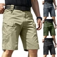 thumbnail image 1 of Men's Quick-drying Cargo Shorts with Multiple Pockets and Adjustable Waistband Featuring Tactical Design for Hiking Trails Outdoor Adventures Game Days Khaki M, 1 of 7