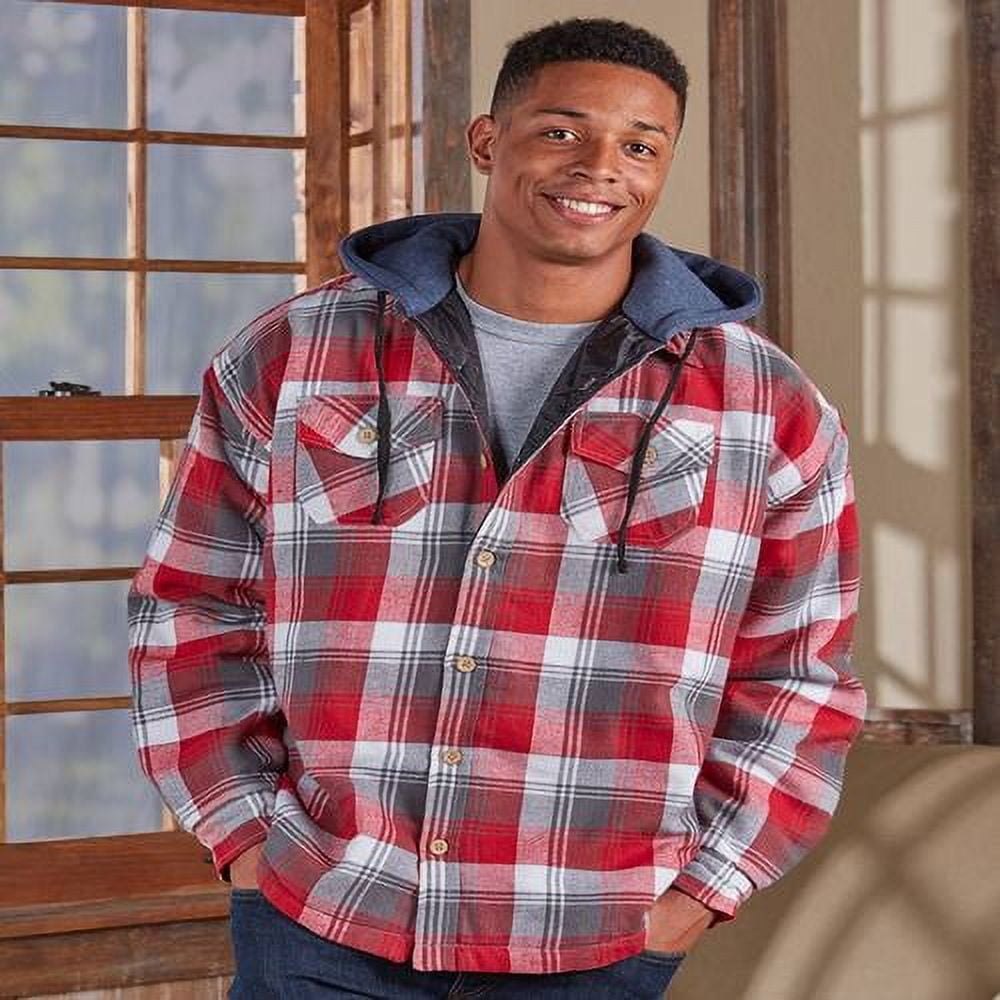 Men's Quilt-Lined Flannel Shirt Jackets-Red L 42/44 - Walmart.com