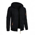 thumbnail image 1 of Men's Quilted Hooded Drawstring Sweatshirt Jacket Casual Long Sleeve Zip Up Coat with Pockets, 1 of 4