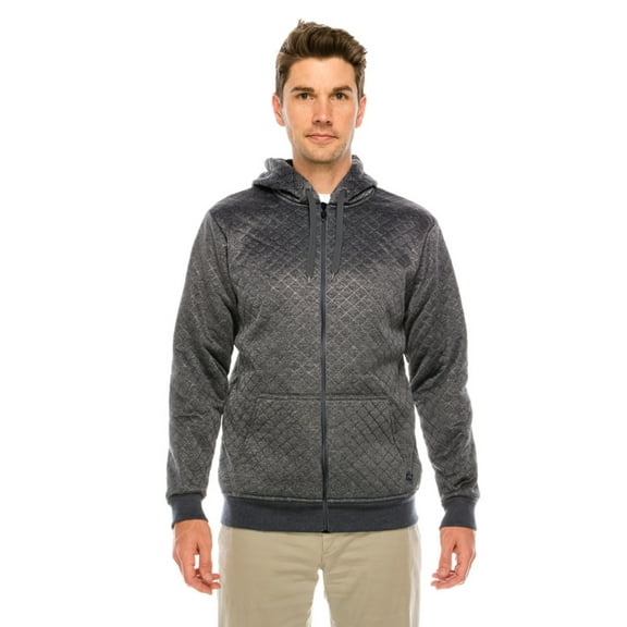 Men's Quilted Hoodie with Zipper and Drawstring