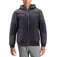 thumbnail image 1 of Men's Quilted Lightweight Full Zipper Drawstring Hooded Two Tone Jacket (ARIA-8 Charcoal,, M), 1 of 3