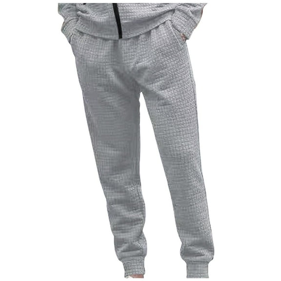 Men's Quilted Lined Casual Pants High Waisted Wide Leg Sweatpants With Pockets For Workout Yoga And Everyday Comfort Sweatpants for Men Plus Size Elastic Waist Joggers Sports Pants