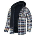thumbnail image 1 of Men's Quilted Lined Hoodie Jacket Plaid Cotton Zip Up Sweatshirt Jacket Long Sleeve Flannel Shirt Shacket (4XL, Orange), 1 of 5