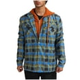 thumbnail image 1 of Men's Quilted Lined Hoodie Jacket Plaid Cotton Zip Up Sweatshirt Jacket Long Sleeve Flannel Shirt Shacket (S, Green), 1 of 5