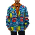 thumbnail image 1 of Men's Quilted Lined Hoodie Jacket Plaid Cotton Zip Up Sweatshirt Jacket Long Sleeve Flannel Shirt Shacket (S, Yellow), 1 of 5