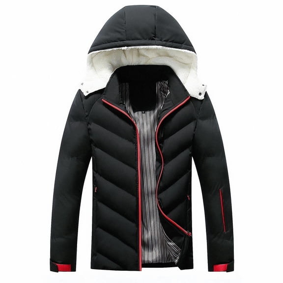 Men's Quilted Puffer Parka Jacket Waterproof Winter Bubble Coat Ski Fur Hooded Warm Windproof Outdoor Wear