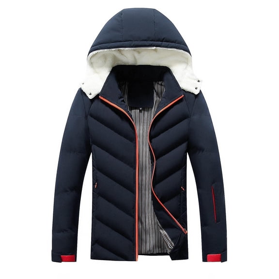 Men's Quilted Puffer Parka Jacket Waterproof Winter Bubble Coat Ski Fur Hooded Warm Windproof Outdoor Wear