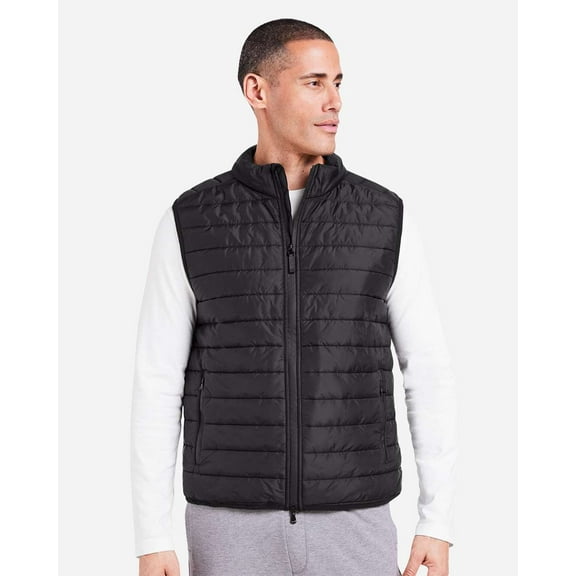 Men's Quilted Puffer Vest - BLACK - S