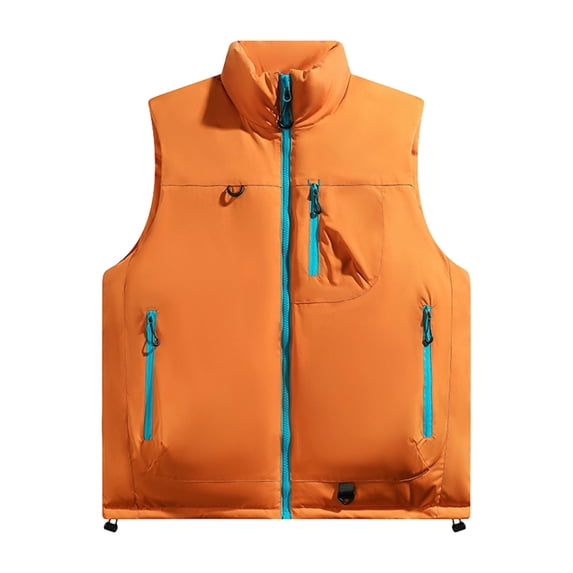 Men's Quilted Puffer Vest Full Zip Up With Zippered Pockets Stand Collar Lightweight Causal Sleeveless Jacket Warmth Fall Winter Coat