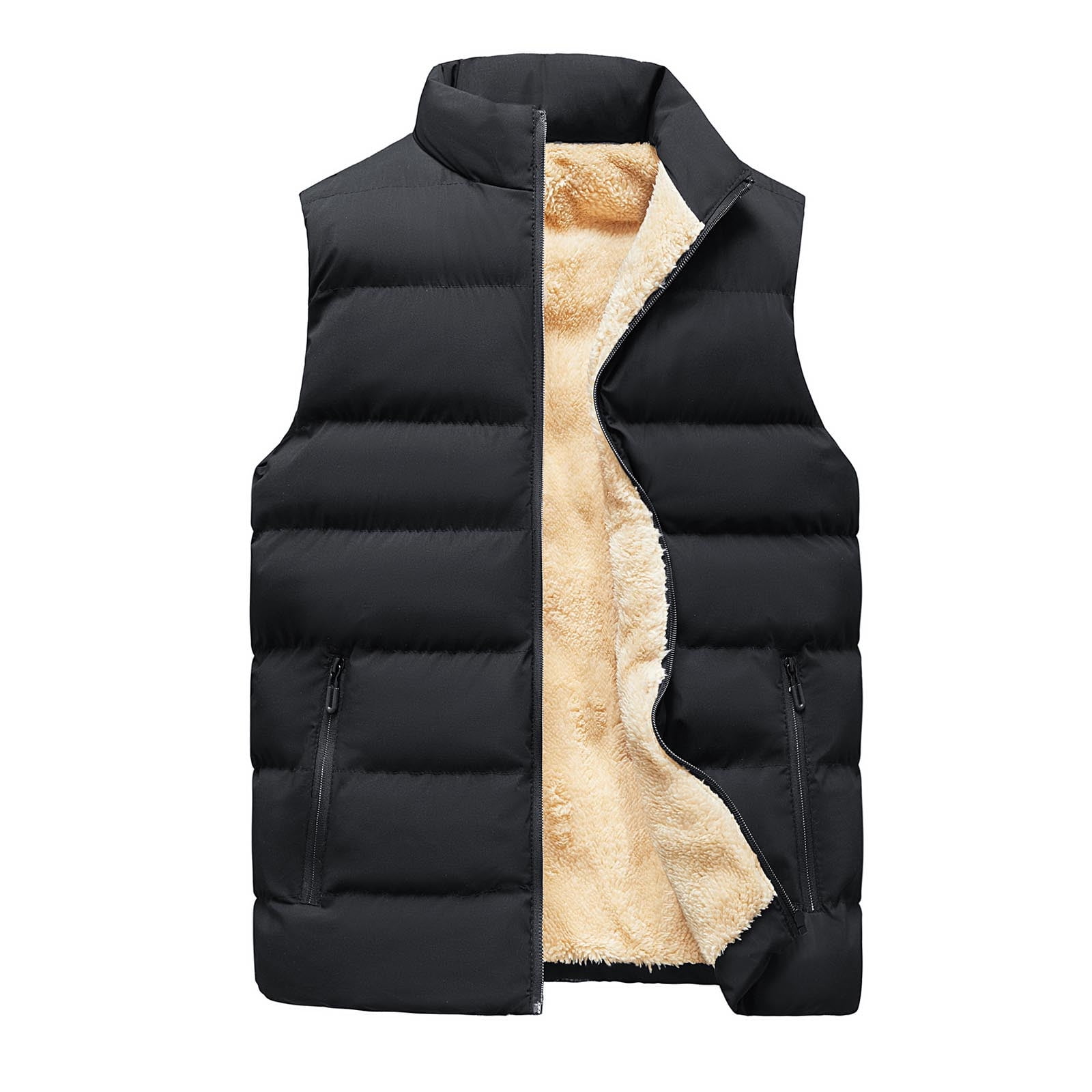 Men's Quilted Puffer Vest Jackets 2022 Winter Sleeveless Padded Zipper ...