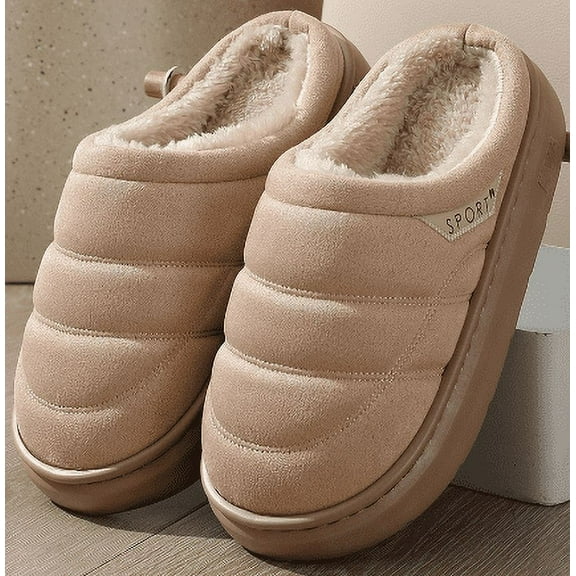 Men's Quilted Slip-on Slippers Technical-cloth Soft Fuzzy Comfy Non-slip Campground Style House Shoes