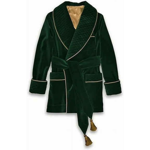 Men's Quilted Smoking Jackets Black Velvet Smoking Robes Coat Jackets Dinner Party Wear Jackets 