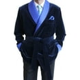 thumbnail image 1 of Men's Quilted Smoking Robes Jackets Navy Blue Velvet Smoking Jacket Coat&nbsp;, 1 of 5