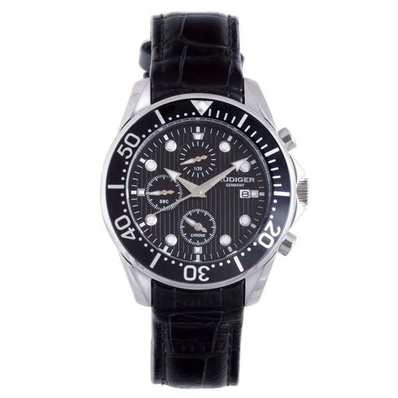 Men's R2001-04-007L Chemnitz Chronograph Black Leather Date Wristwatch