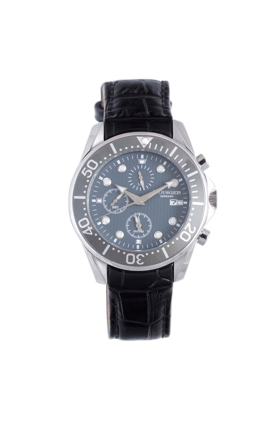 Men's R2001-09-001L Chemnitz Chronograph Rose-Gold IP Leather Watch