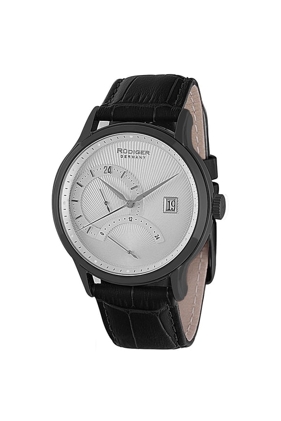 Men's R2700-13-007 Aachen Black IP Steel Black Leather Date Wristwatch