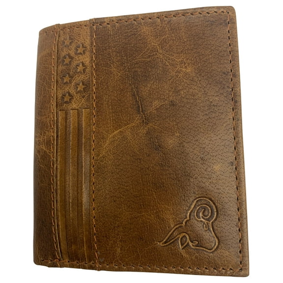 Men's RFID Blocking Genuine Leather Unique L Shape Bifold Wallet USA Series Wallets for Men