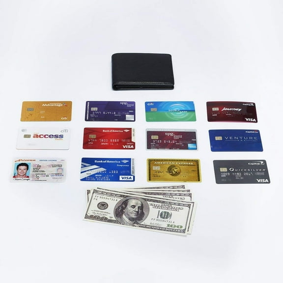 Men's RFID Blocking ID Window Multi-Card Travel Bifold Genuine Leather Pocket Wallet - in Gift Box