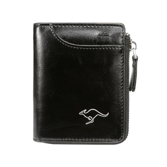 Men's RFID Blocking Leather Wallet Zipper Purse Card Holder ID Organizer Slim Short Bifold Wallet for Daily Use Business Travel