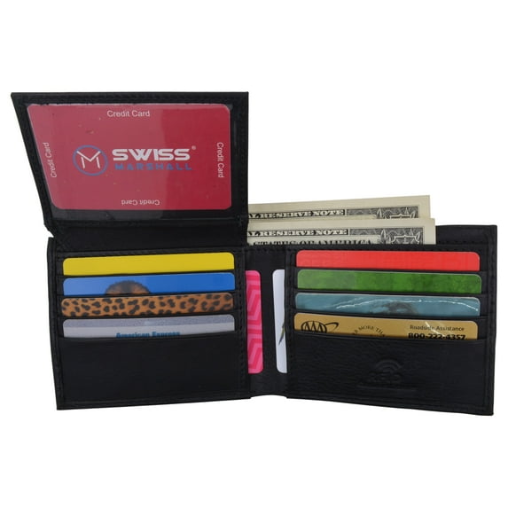 Men's RFID Blocking Premium Leather Classic Bifold 2 ID Card Holder Wallet with Gift Box