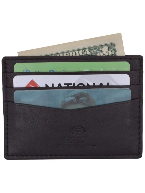 Men's RFID Blocking Slim Thin Soft Genuine Leather Credit Card Case Holder Wallet by Swiss Marshall