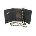 thumbnail image 1 of Men's RFID Blocking Trifold Vintage Leather Biker Chain Wallet With Snap Closure Croco Black, 1 of 7