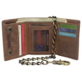 thumbnail image 1 of Men's RFID Blocking Trifold Vintage Leather Biker Chain Wallet With Snap Closure, 1 of 29