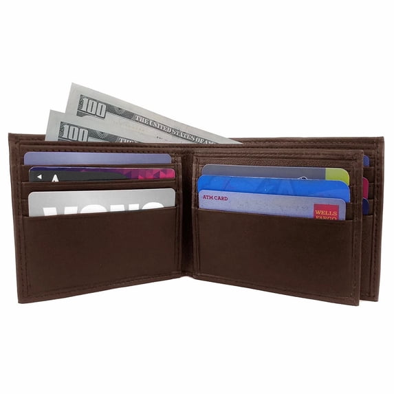 Men's RFID Leather Wallet Cowhide, ID, CC, Bill Pockets, Gift Box
