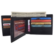 Mens RFID Security Blocking Premium Leather Extra Capacity Card ID Bifold Wallet