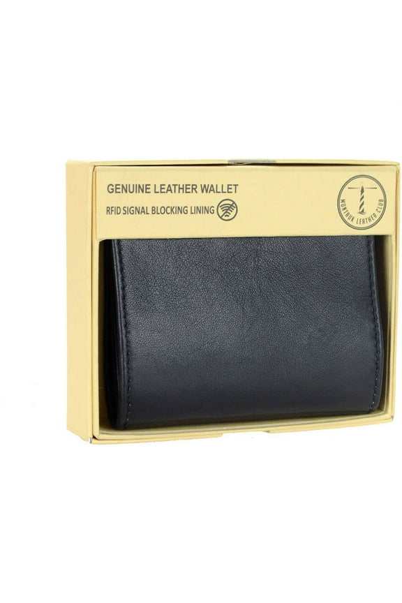 Men's RFID Signal Blocking Genuine Leather L-Fold Wallet with Gift Box