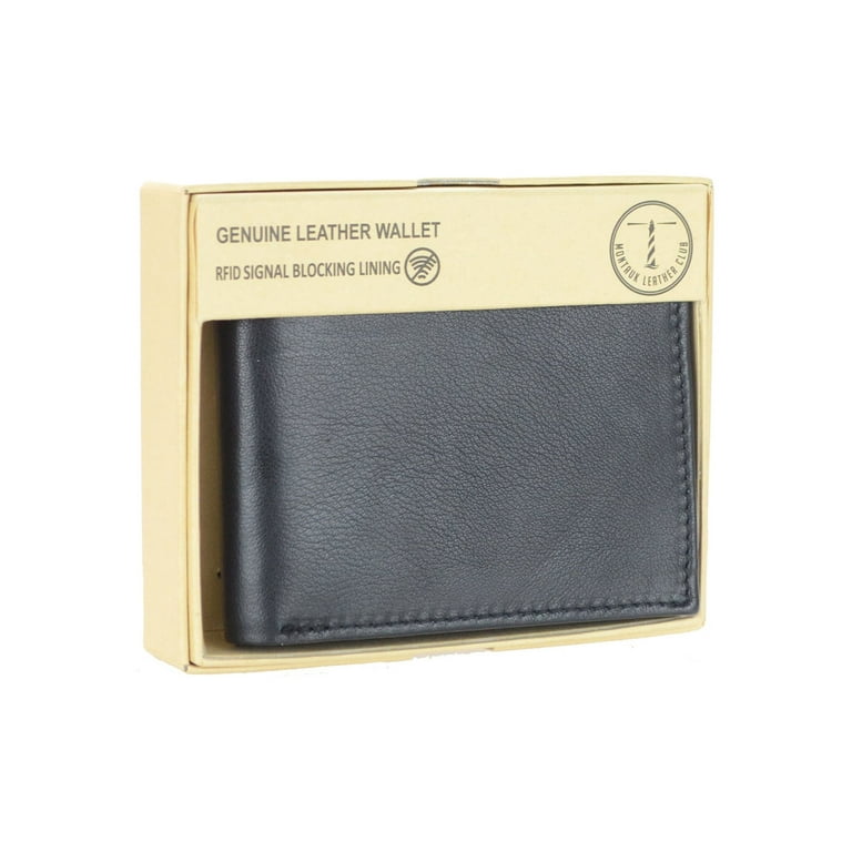 Montauk Leather Club Men's RFID Blocking Lambskin Bi-Fold Wallet