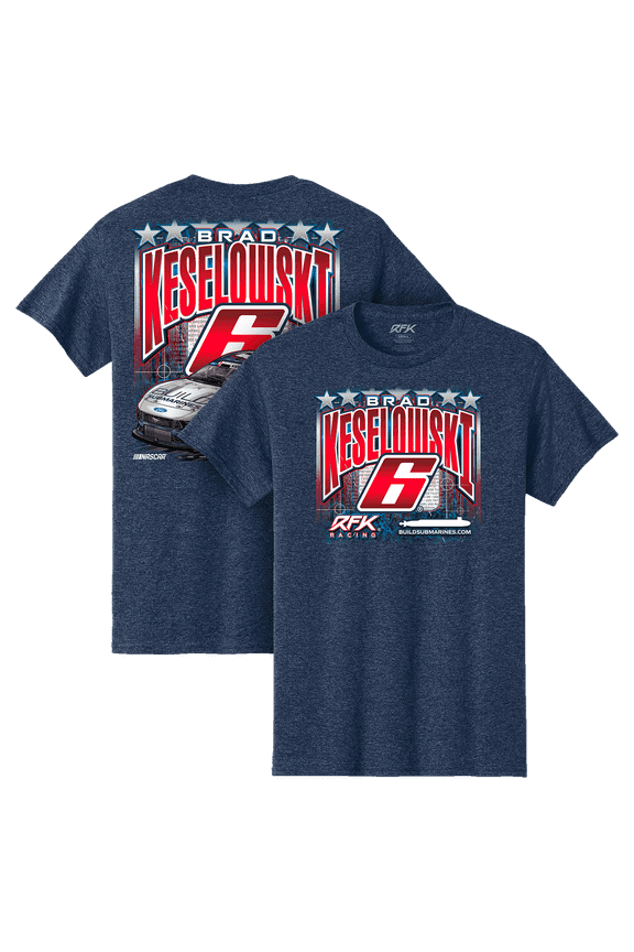 Men's RFK Racing Heather Navy Brad Keselowski BuildSubmarines.com Patriotic T-Shirt