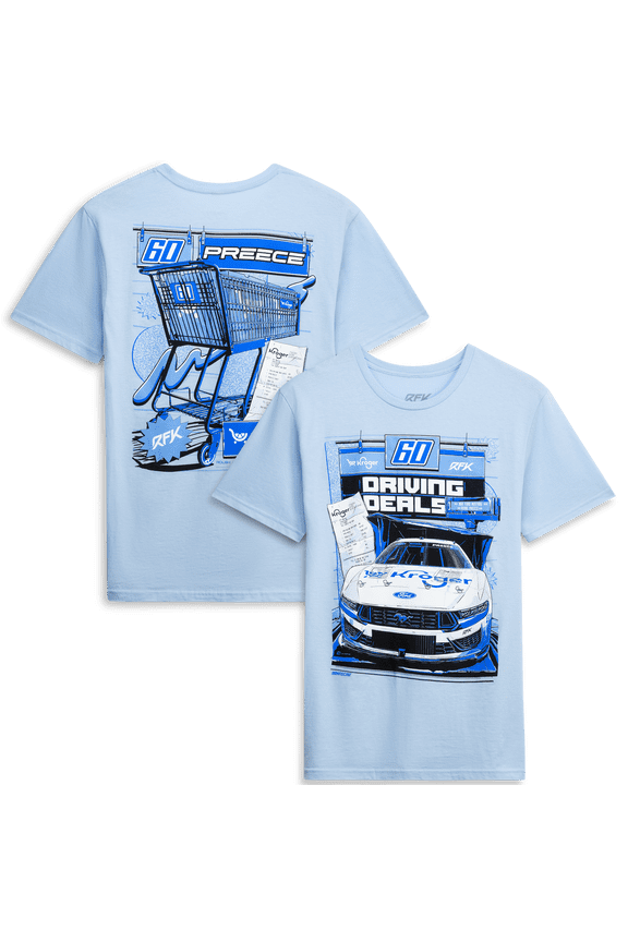 Men's RFK Racing Light Blue Ryan Preece #60 Kroger T-Shirt