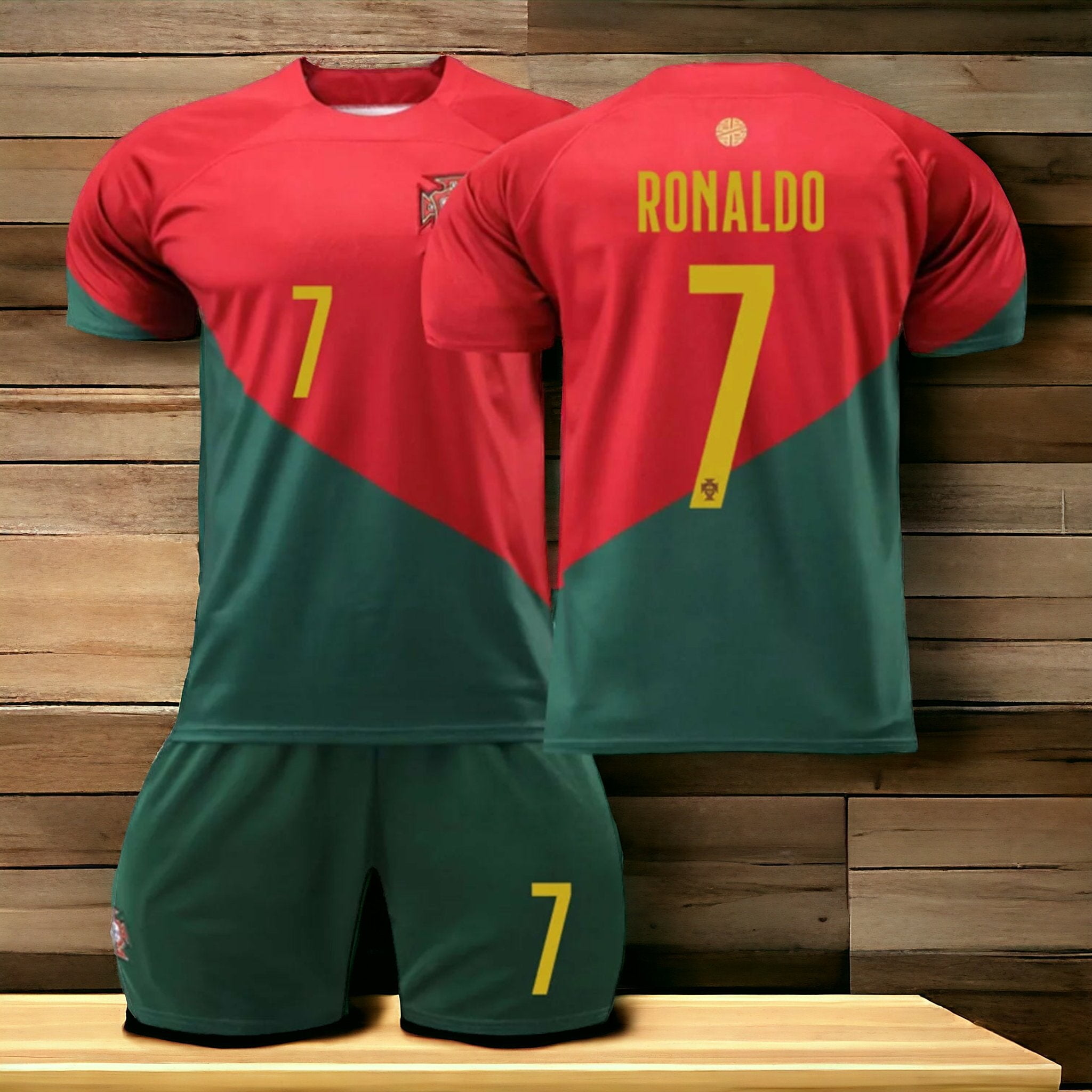 Men's | RONALDO #7 PORTUGAL Home 22/23 Futbol Sports Soccer Jersey T-Shirts  & Shorts RED/GREEN-00132*