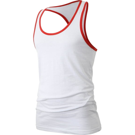 Men's Racer Back Tank Top With Contrast Binding Slim Fit Gym Athletic Sportswear