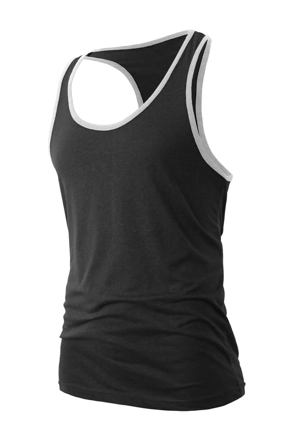 Men's Racer Back Tank Top With Contrast Binding Slim Fit Gym Athletic Sportswear