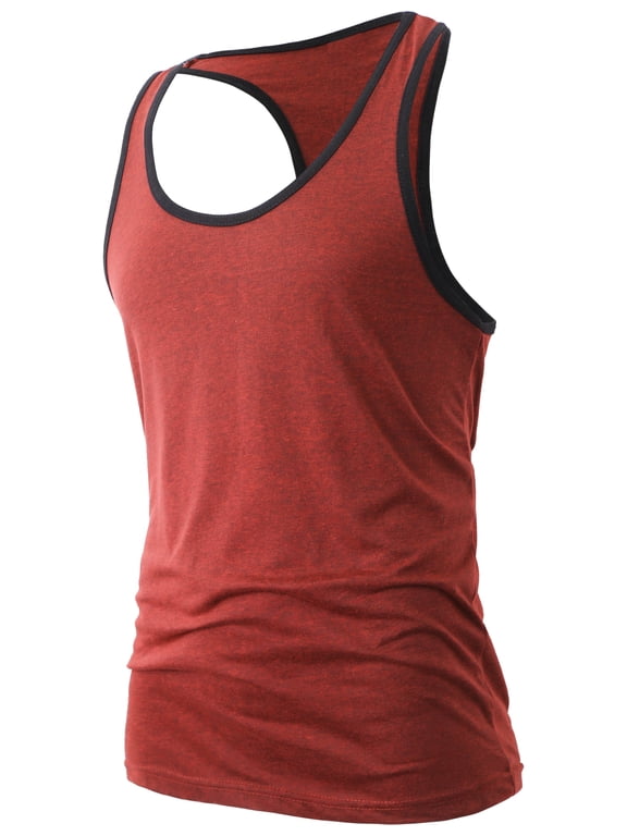 Men's Racer Back Tank Top With Contrast Binding Slim Fit Gym Athletic Sportswear