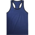 thumbnail image 1 of Men's Racer Back Tank Top With Contrast Binding Slim Fit Gym Athletic Sportswear, 1 of 3