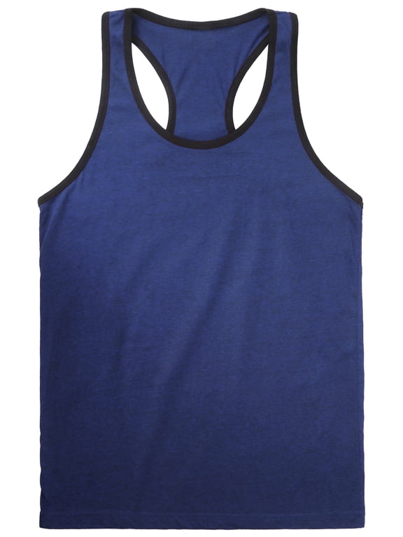 Men's Racer Back Tank Top With Contrast Binding Slim Fit Gym Athletic Sportswear