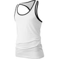 thumbnail image 1 of Men's Racer Back Tank Top With Contrast Binding Slim Fit Gym Athletic Sportswear, 1 of 3