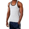 thumbnail image 1 of Men's Racer Y-Back Cotton Spandex Gym Muscle Tank Top Sleeveless Fitness Training Athletic Workout, 1 of 2