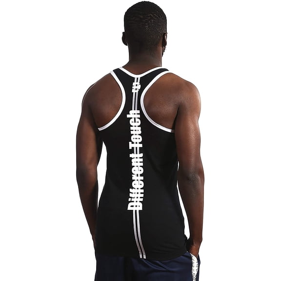 Men's Racer Y-Back Cotton Spandex Gym Muscle Tank Top Sleeveless Fitness Training Athletic Workout