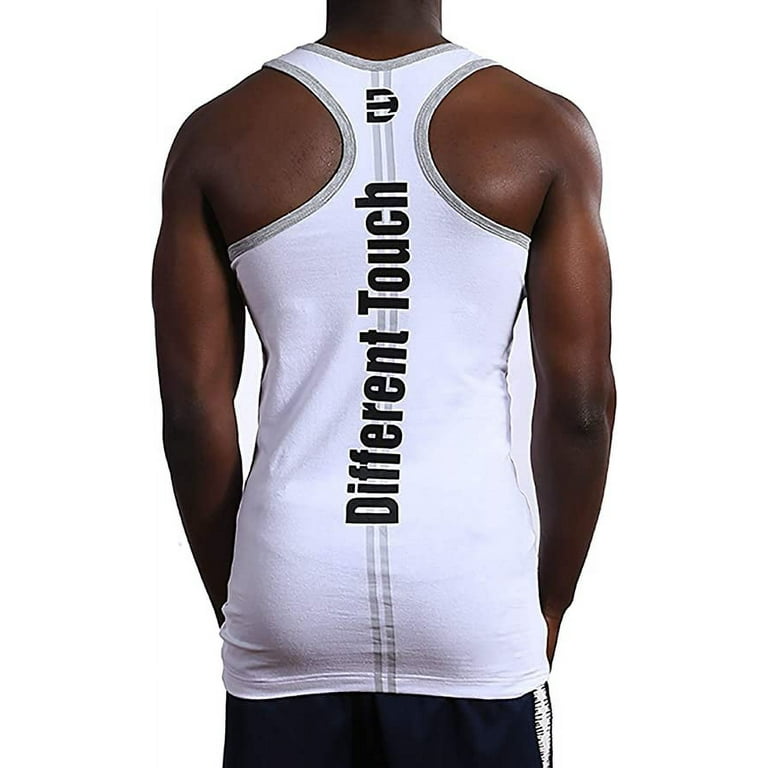 Men's Racer Y-Back Cotton Spandex Gym Muscle Tank Top Sleeveless Fitness  Training Athletic Workout