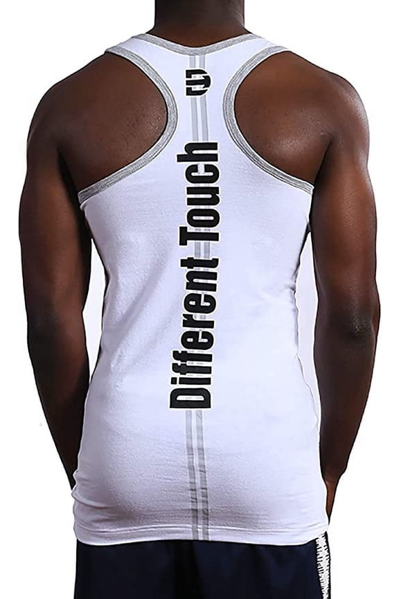 Men's Racer Y-Back Cotton Spandex Gym Muscle Tank Top Sleeveless Fitness Training Athletic Workout