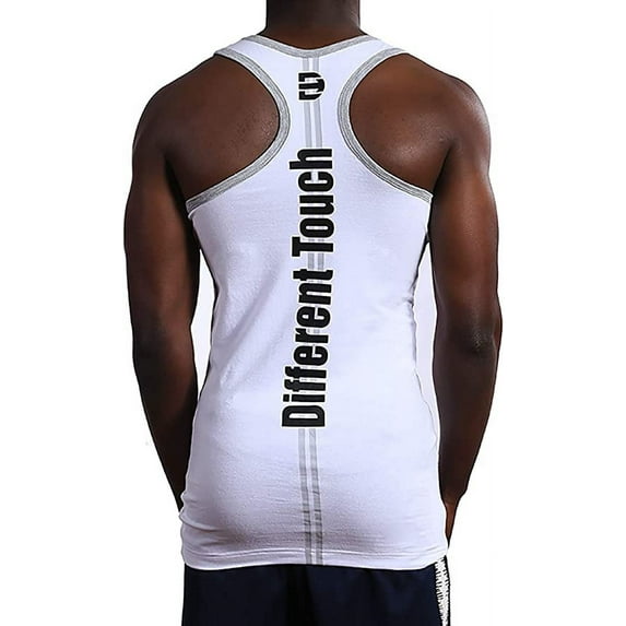 Men's Racer Y-Back Cotton Spandex Gym Muscle Tank Top Sleeveless Fitness Training Athletic Workout